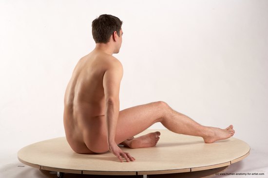 Nude Man White Sitting poses - simple Average Short Brown Sitting poses - ALL Realistic