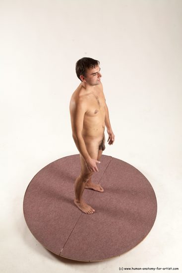 Nude Man White Standing poses - ALL Slim Short Brown Standing poses - simple Multi angles poses Realistic