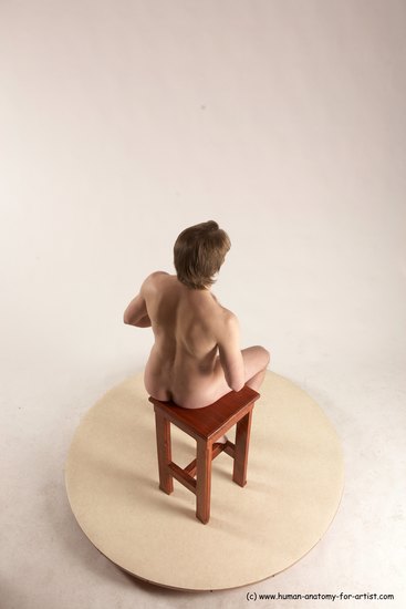 Nude Man White Sitting poses - simple Slim Short Brown Sitting poses - ALL Multi angles poses Realistic