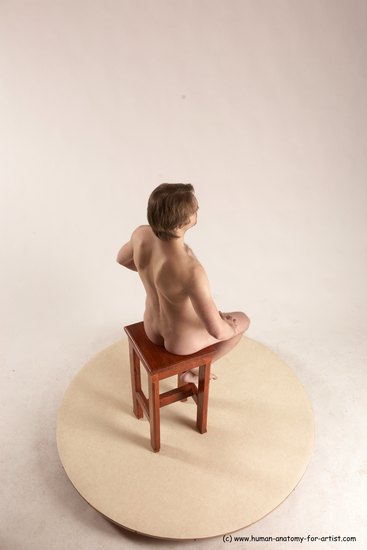 Nude Man White Sitting poses - simple Slim Short Brown Sitting poses - ALL Multi angles poses Realistic