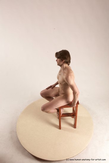 Nude Man White Sitting poses - simple Slim Short Brown Sitting poses - ALL Multi angles poses Realistic