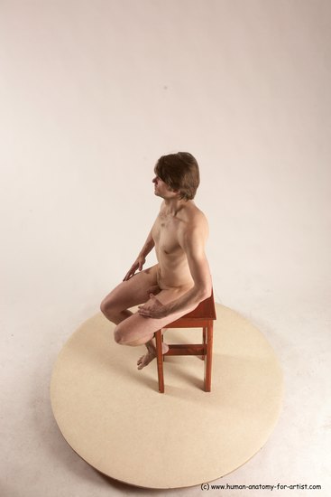 Nude Man White Sitting poses - simple Slim Short Brown Sitting poses - ALL Multi angles poses Realistic