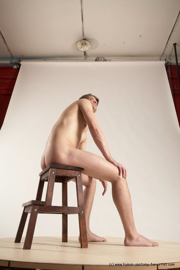 Nude Man White Sitting poses - simple Slim Short Brown Sitting poses - ALL Multi angles poses Realistic