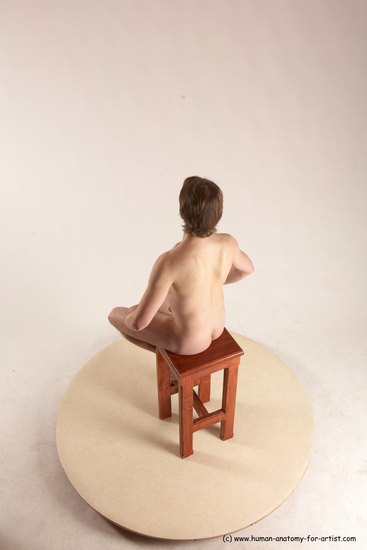 Nude Man White Sitting poses - simple Slim Short Brown Sitting poses - ALL Multi angles poses Realistic