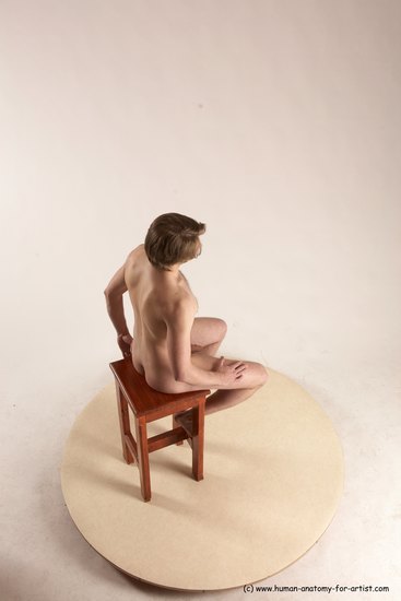 Nude Man White Sitting poses - simple Slim Short Brown Sitting poses - ALL Multi angles poses Realistic