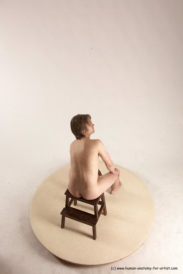 Nude Man White Sitting poses - simple Slim Short Brown Sitting poses - ALL Multi angles poses Realistic