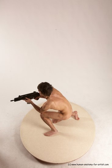 Nude Fighting with submachine gun Man White Standing poses - ALL Slim Short Brown Standing poses - simple Multi angles poses Realistic Fighting poses - ALL