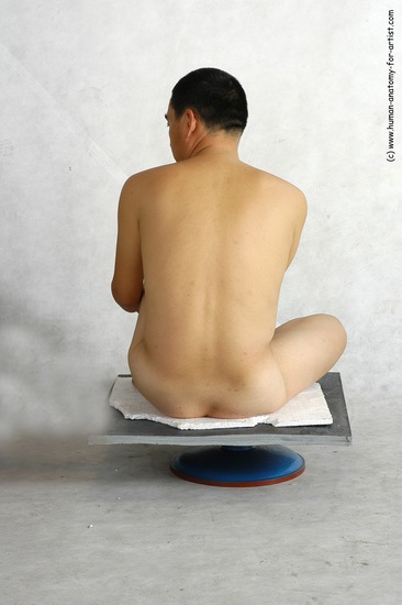 Nude Man Asian Sitting poses - simple Slim Short Black Sitting poses - ALL Realistic