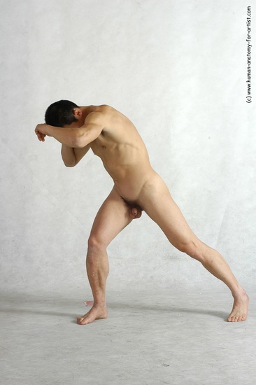 Nude Martial art Man Asian Standing poses - ALL Slim Short Black Standing poses - simple Realistic