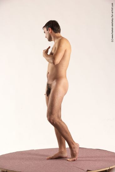 Nude Man White Standing poses - ALL Slim Short Brown Standing poses - simple Multi angles poses Realistic