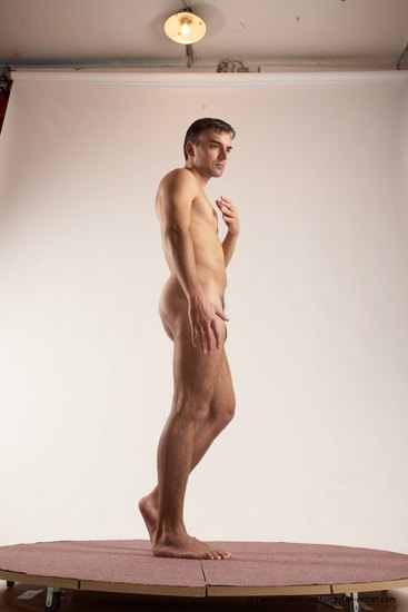 Nude Man White Standing poses - ALL Slim Short Brown Standing poses - simple Multi angles poses Realistic