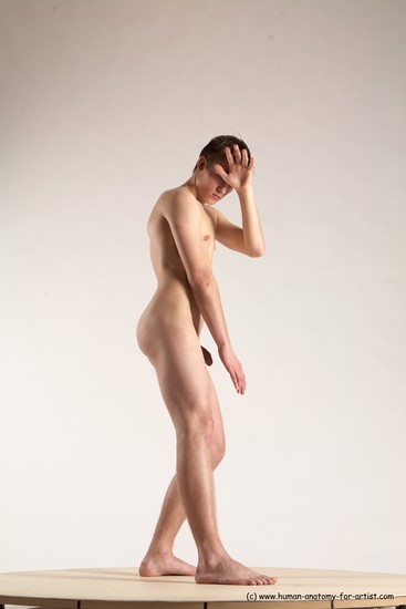 Nude Man White Standing poses - ALL Athletic Short Brown Standing poses - simple Multi angles poses Realistic