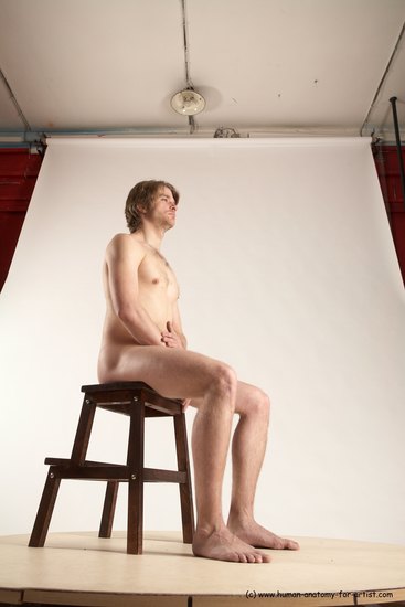 Nude Man White Sitting poses - simple Slim Short Brown Sitting poses - ALL Multi angles poses Realistic