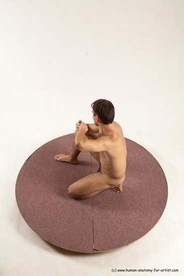 Nude Man White Kneeling poses - ALL Slim Short Brown Kneeling poses - on one knee Multi angles poses Realistic