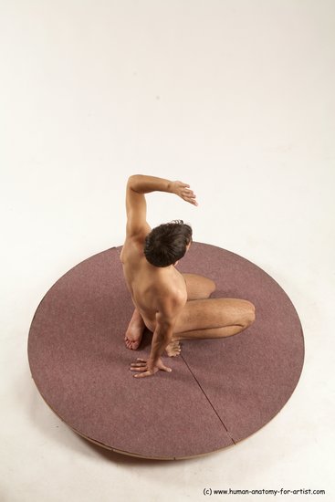 Nude Man White Kneeling poses - ALL Slim Short Brown Kneeling poses - on one knee Multi angles poses Realistic