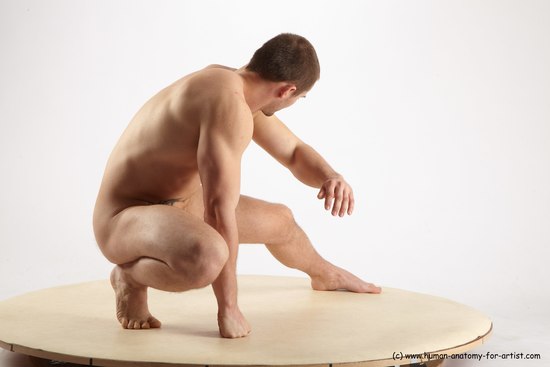 Nude Man White Standing poses - ALL Slim Short Brown Standing poses - knee-bend Realistic