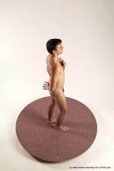 Nude Man White Standing poses - ALL Slim Short Brown Standing poses - simple Multi angles poses Realistic