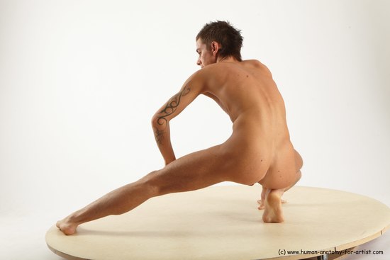 Nude Man White Standing poses - ALL Athletic Short Brown Standing poses - knee-bend Realistic