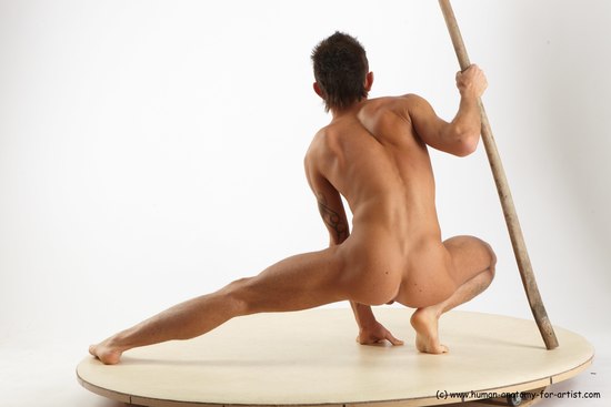 Nude Man White Standing poses - ALL Athletic Short Brown Standing poses - knee-bend Realistic