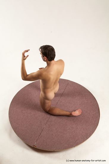 Nude Man White Kneeling poses - ALL Slim Short Brown Kneeling poses - on one knee Multi angles poses Realistic