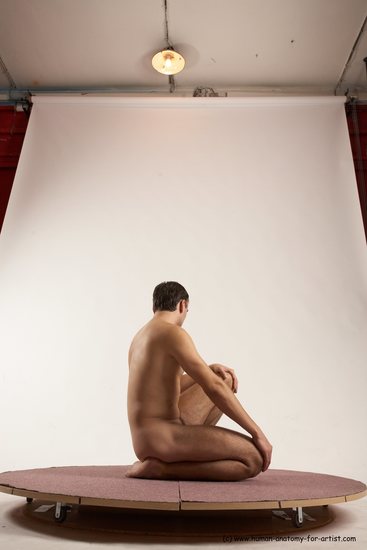 Nude Man White Kneeling poses - ALL Slim Short Brown Kneeling poses - on one knee Multi angles poses Realistic