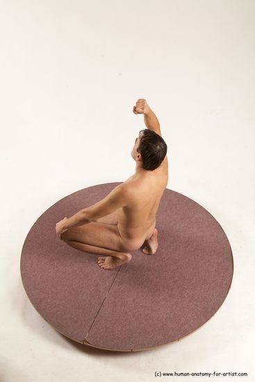 Nude Man White Kneeling poses - ALL Slim Short Brown Kneeling poses - on one knee Multi angles poses Realistic