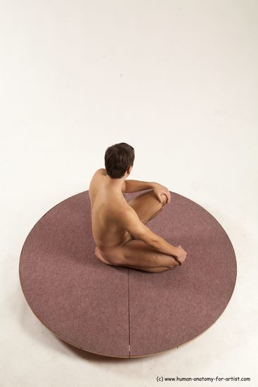 Nude Man White Kneeling poses - ALL Slim Short Brown Kneeling poses - on one knee Multi angles poses Realistic