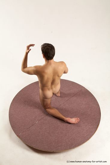 Nude Man White Kneeling poses - ALL Slim Short Brown Kneeling poses - on one knee Multi angles poses Realistic