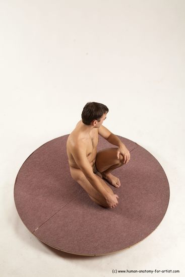 Nude Man White Kneeling poses - ALL Slim Short Brown Kneeling poses - on one knee Multi angles poses Realistic