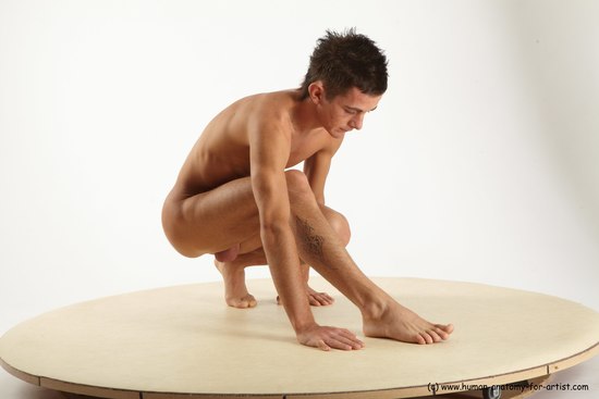 Nude Man White Standing poses - ALL Athletic Short Brown Standing poses - knee-bend Realistic