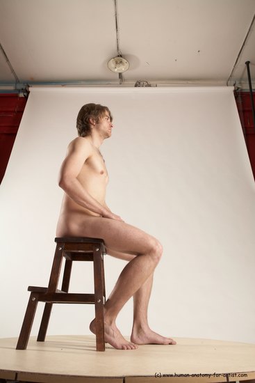 Nude Man White Sitting poses - simple Slim Short Brown Sitting poses - ALL Multi angles poses Realistic