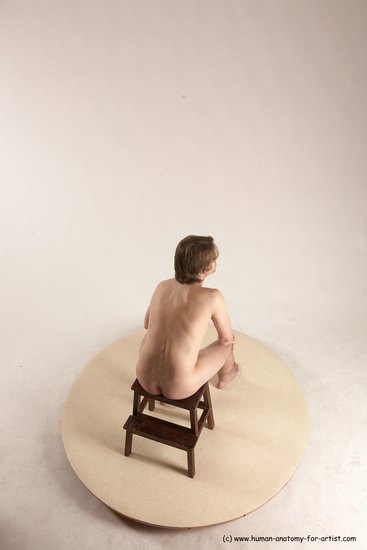 Nude Man White Sitting poses - simple Slim Short Brown Sitting poses - ALL Multi angles poses Realistic