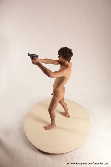 Nude Fighting with gun Man White Standing poses - ALL Slim Short Brown Standing poses - simple Multi angles poses Realistic Fighting poses - ALL