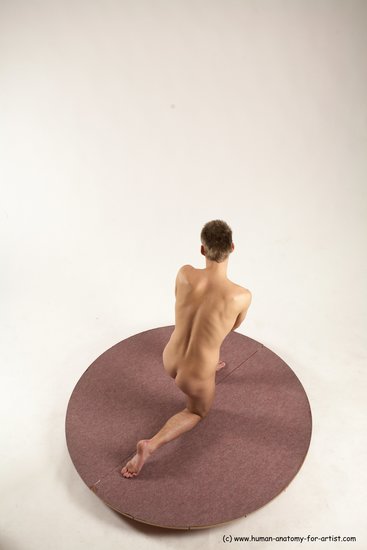 Nude Man White Kneeling poses - ALL Slim Short Brown Kneeling poses - on one knee Multi angles poses Realistic