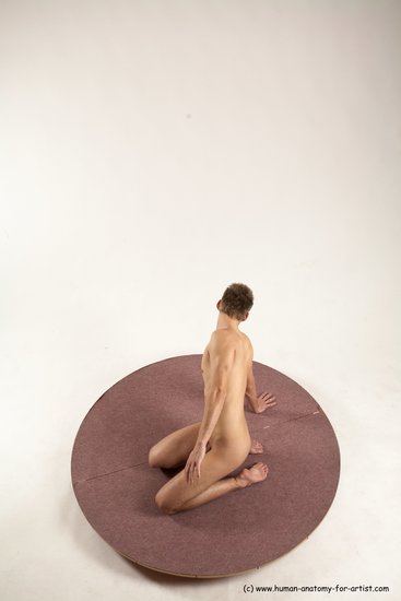 Nude Man White Kneeling poses - ALL Slim Short Brown Kneeling poses - on both knees Multi angles poses Realistic