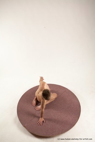 Nude Man White Kneeling poses - ALL Slim Short Brown Kneeling poses - on both knees Multi angles poses Realistic