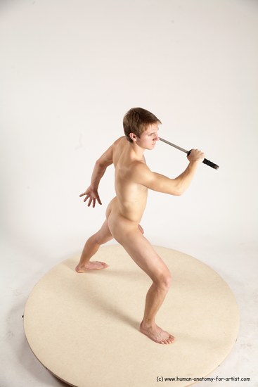 Nude Fighting with sword Man White Standing poses - ALL Athletic Short Brown Standing poses - simple Multi angles poses Realistic