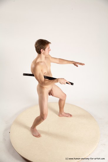 Nude Fighting with sword Man White Standing poses - ALL Athletic Short Brown Standing poses - simple Multi angles poses Realistic