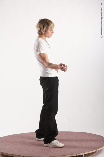 Casual Man White Standing poses - ALL Slim Short Blond Standing poses - simple Academic