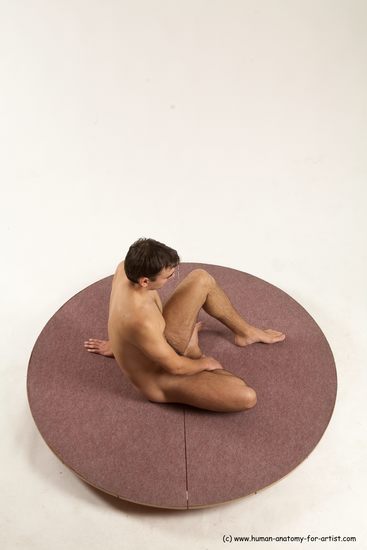 Nude Man White Sitting poses - simple Slim Short Brown Sitting poses - ALL Multi angles poses Realistic