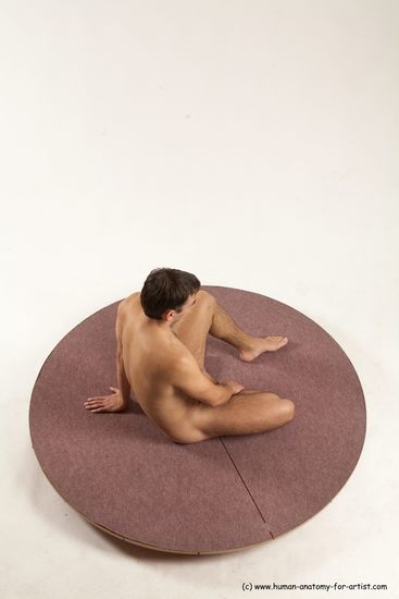 Nude Man White Sitting poses - simple Slim Short Brown Sitting poses - ALL Multi angles poses Realistic