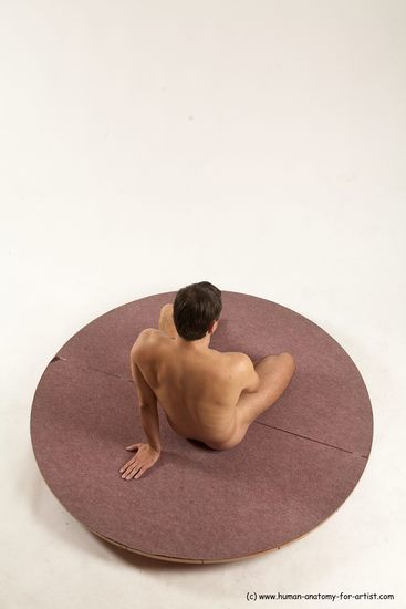 Nude Man White Sitting poses - simple Slim Short Brown Sitting poses - ALL Multi angles poses Realistic