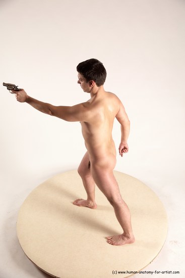 Nude Fighting with gun Man White Standing poses - ALL Average Short Brown Standing poses - simple Multi angles poses Realistic