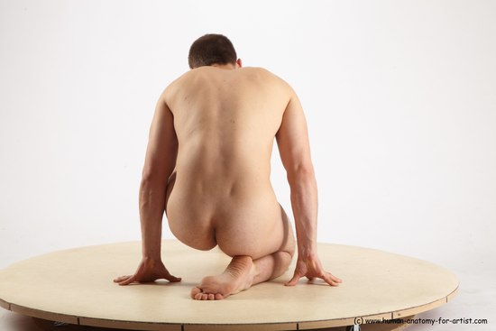 Nude Man White Kneeling poses - ALL Slim Short Brown Kneeling poses - on one knee Realistic