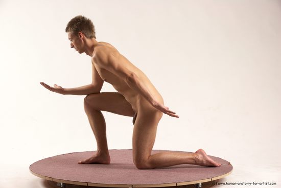 Nude Man White Standing poses - ALL Slim Short Brown Standing poses - bend over Multi angles poses Realistic