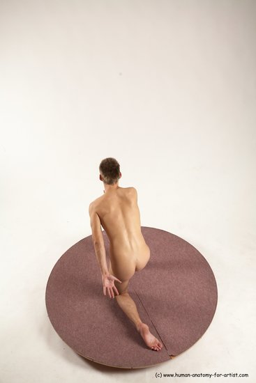 Nude Man White Kneeling poses - ALL Slim Short Brown Kneeling poses - on one knee Multi angles poses Realistic