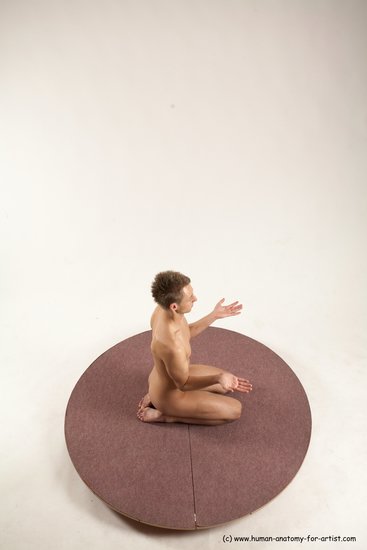 Nude Man White Slim Short Brown Sitting poses - ALL Multi angles poses Realistic