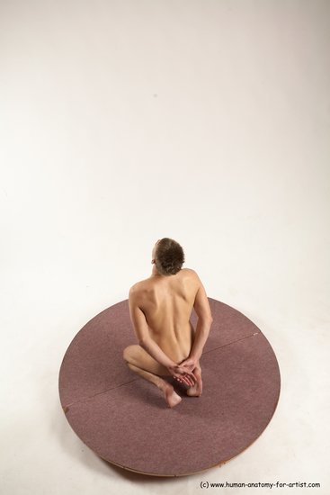 Nude Man White Slim Short Brown Sitting poses - ALL Sitting poses - on knees Multi angles poses Realistic