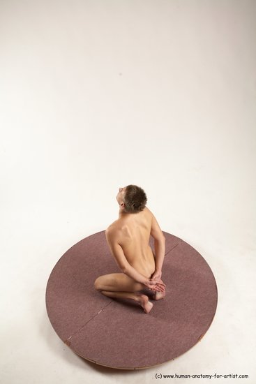 Nude Man White Slim Short Brown Sitting poses - ALL Sitting poses - on knees Multi angles poses Realistic