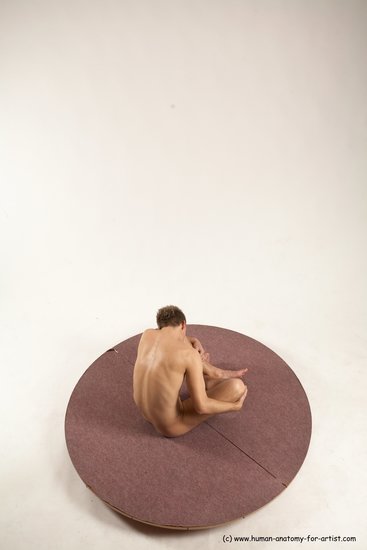 Nude Man White Sitting poses - simple Slim Short Brown Sitting poses - ALL Multi angles poses Realistic